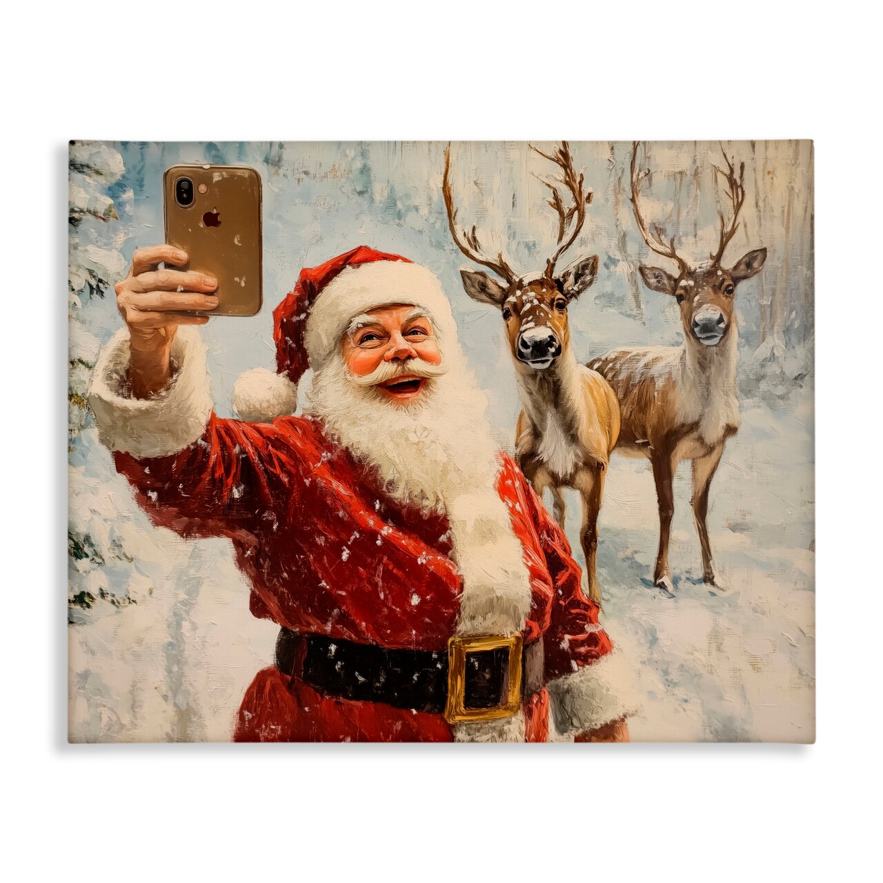 Stupell Industries Santa Selfie with Reindeer Canvas, design by Arlington Prints